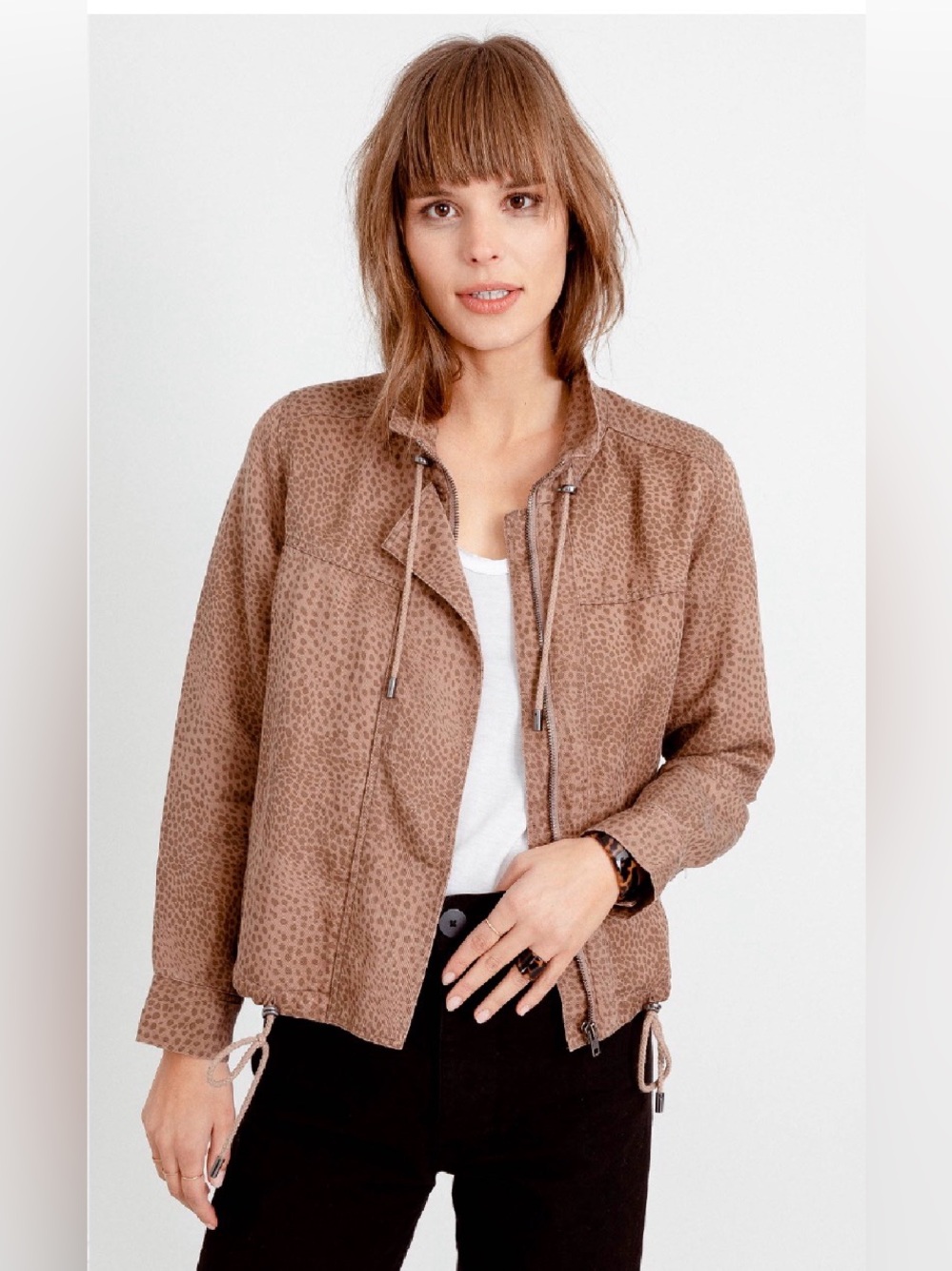 Rails Tennessee Jacket Tawny Spots Women’s Small Animal Print Cinch Waist Tan